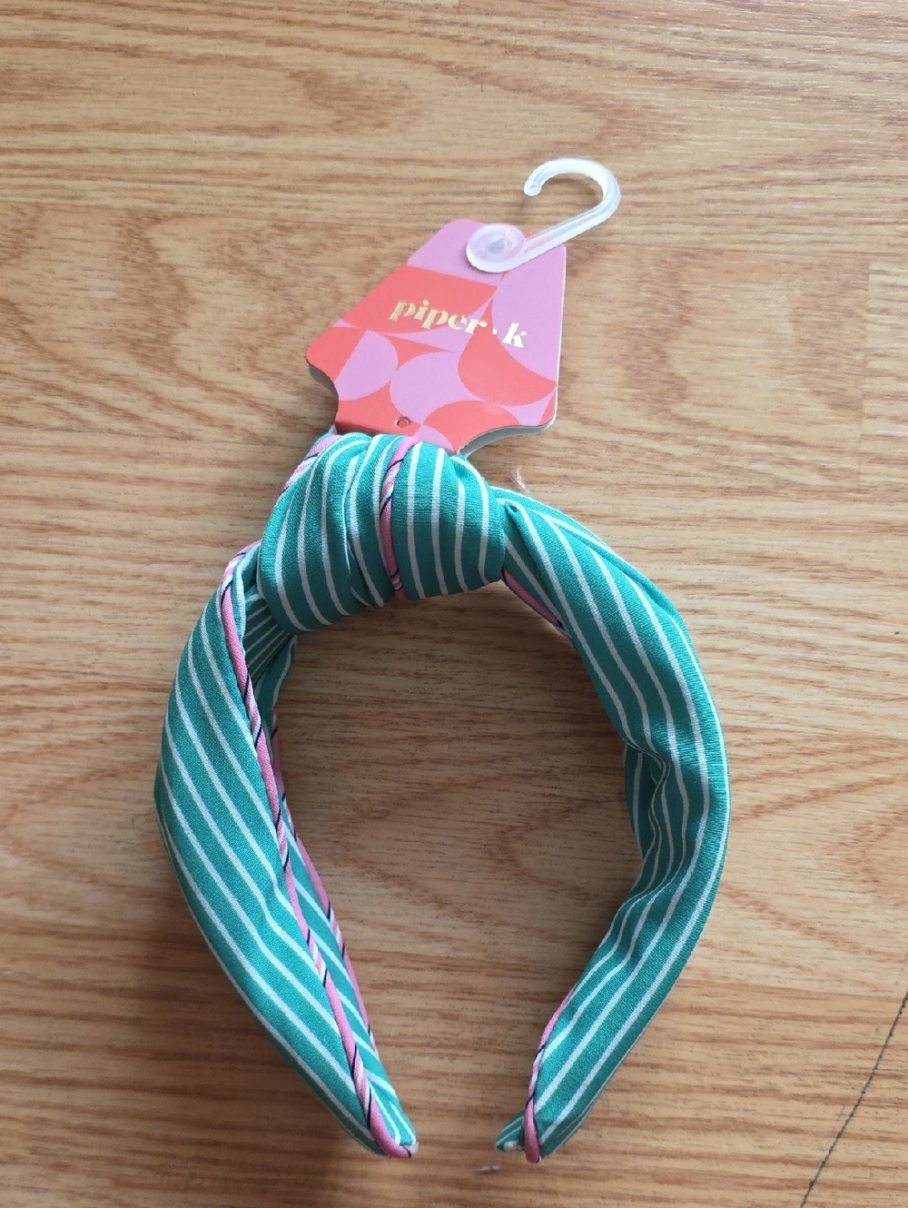 Piper•k Teal & Pink Striped Knotted Headband